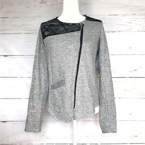 Anthropologie Dolan Lace & Gray Sweatshirt Jacket